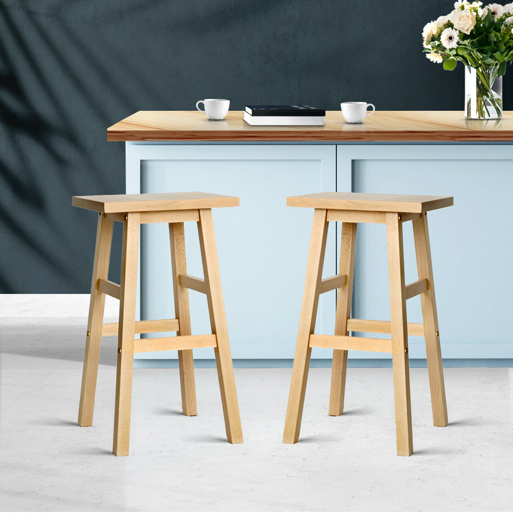 Artiss Bar Stools Kitchen Counter Stools Wooden Chairs Natural x2