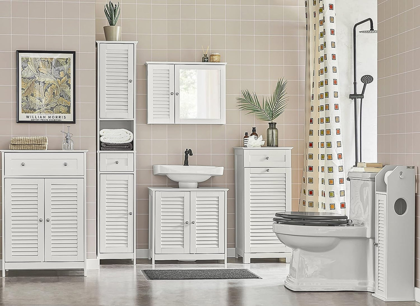 Wooden Bathroom Storage Cabinet, White