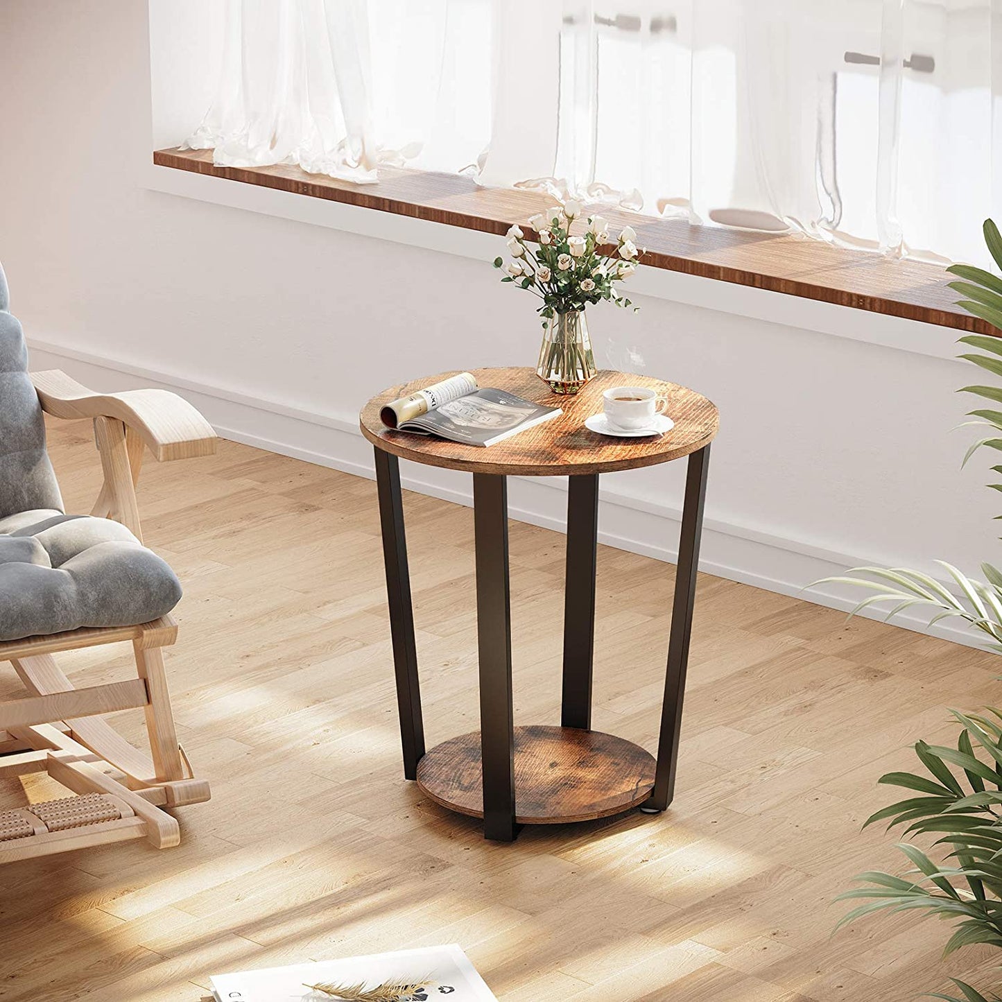 Round Side Table Shelf