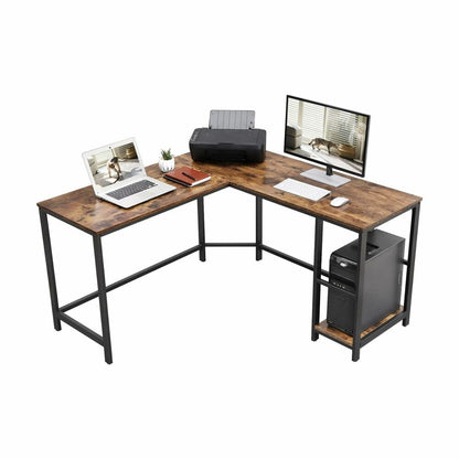 VASAGLE L-Shaped Computer Desk Rustic Brown and Black LWD72X