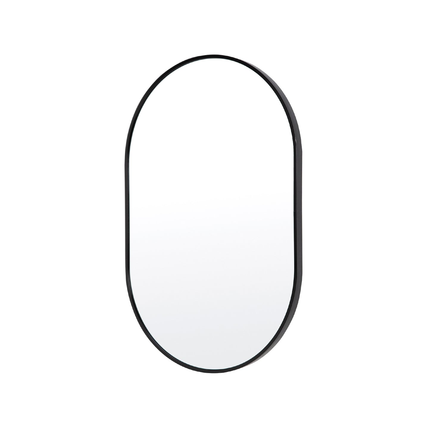 La Bella Black Wall Mirror Oval Aluminum Frame Makeup Decor Bathroom Vanity 50x75cm